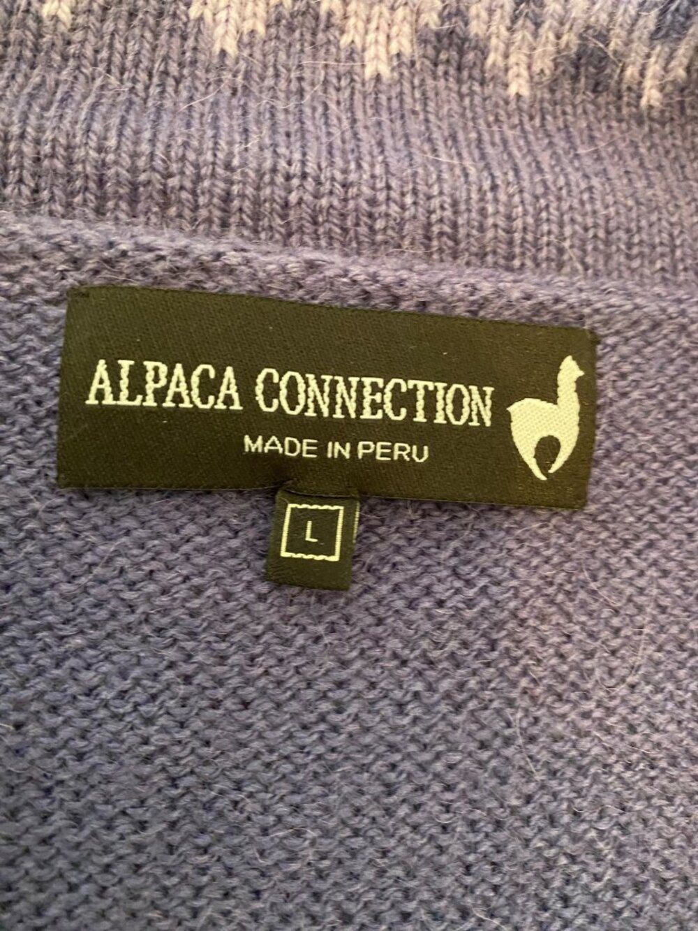 Alpaca Connection Purple Full-Zip Cardigan Sweater Llama Pattern Large - Picture 2 of 11